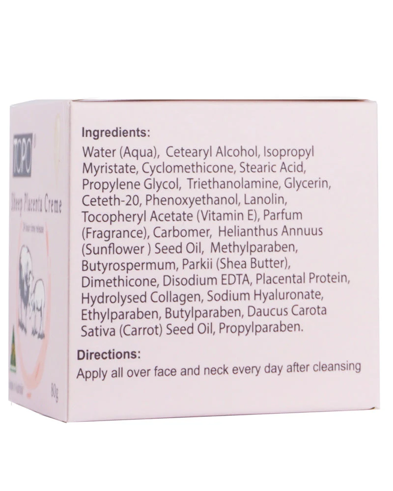 TOPO Sheep Placenta Moisturising Cream 24 Hour Time Release 80g - Image 3