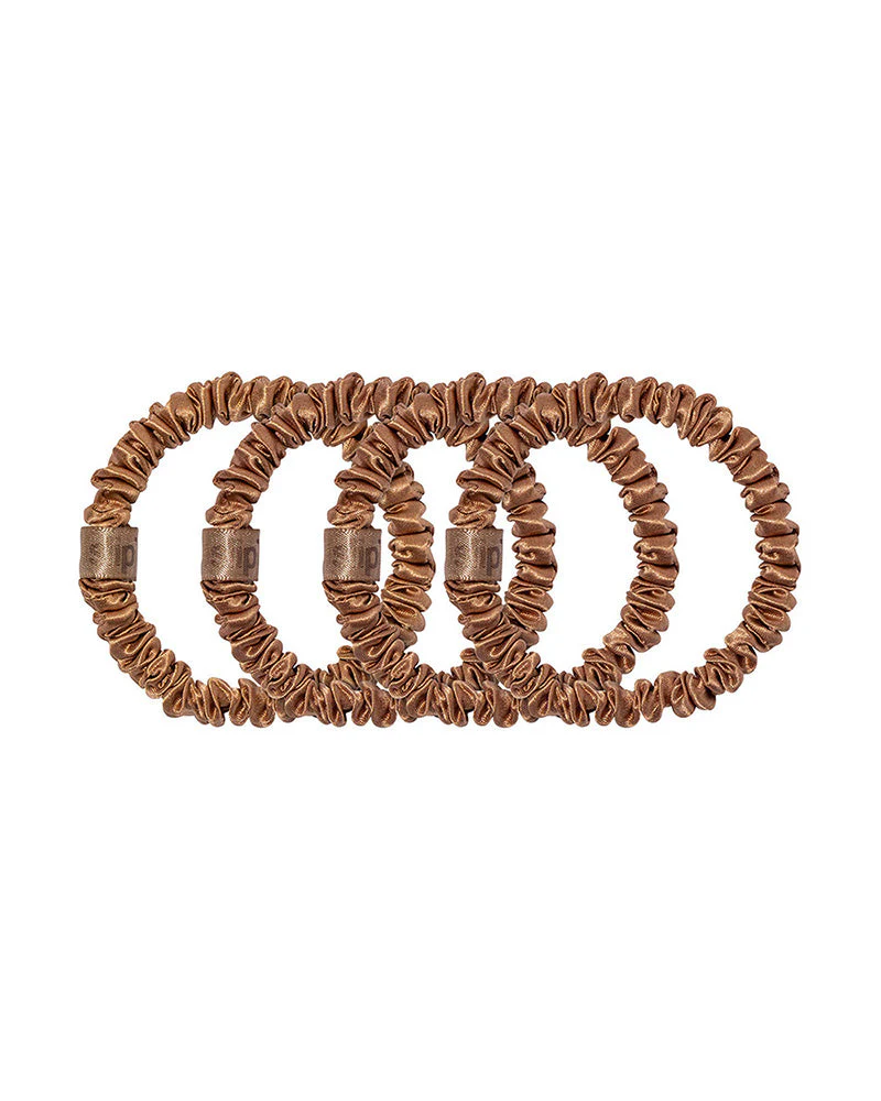 slip pure silk back to basics skinny scrunchies - copper - Image 3